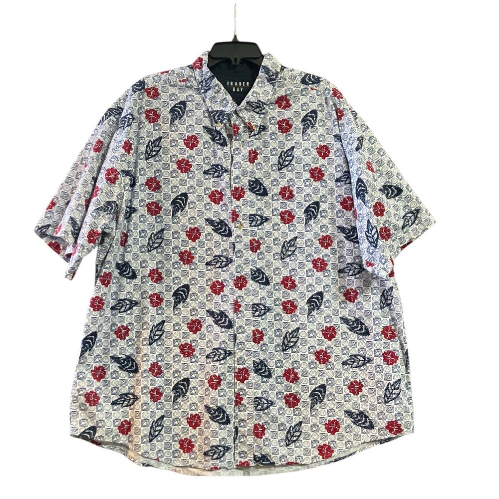 Trader Bay Men's Multicolor Button Down Short Sleeve Chest Pocket Shirt SZ 2X